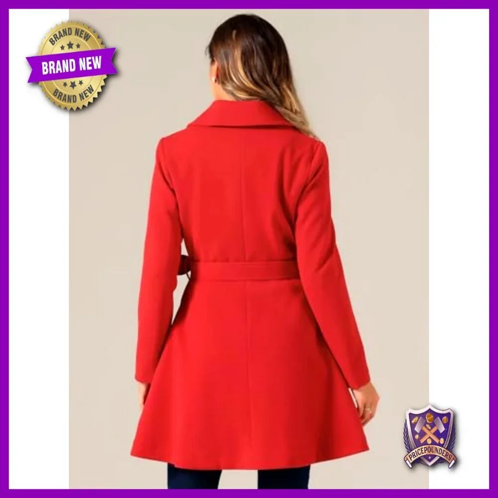 Classic Elegant Long Trench Coat Shawl Lapel Single Breasted Belted Overcoat